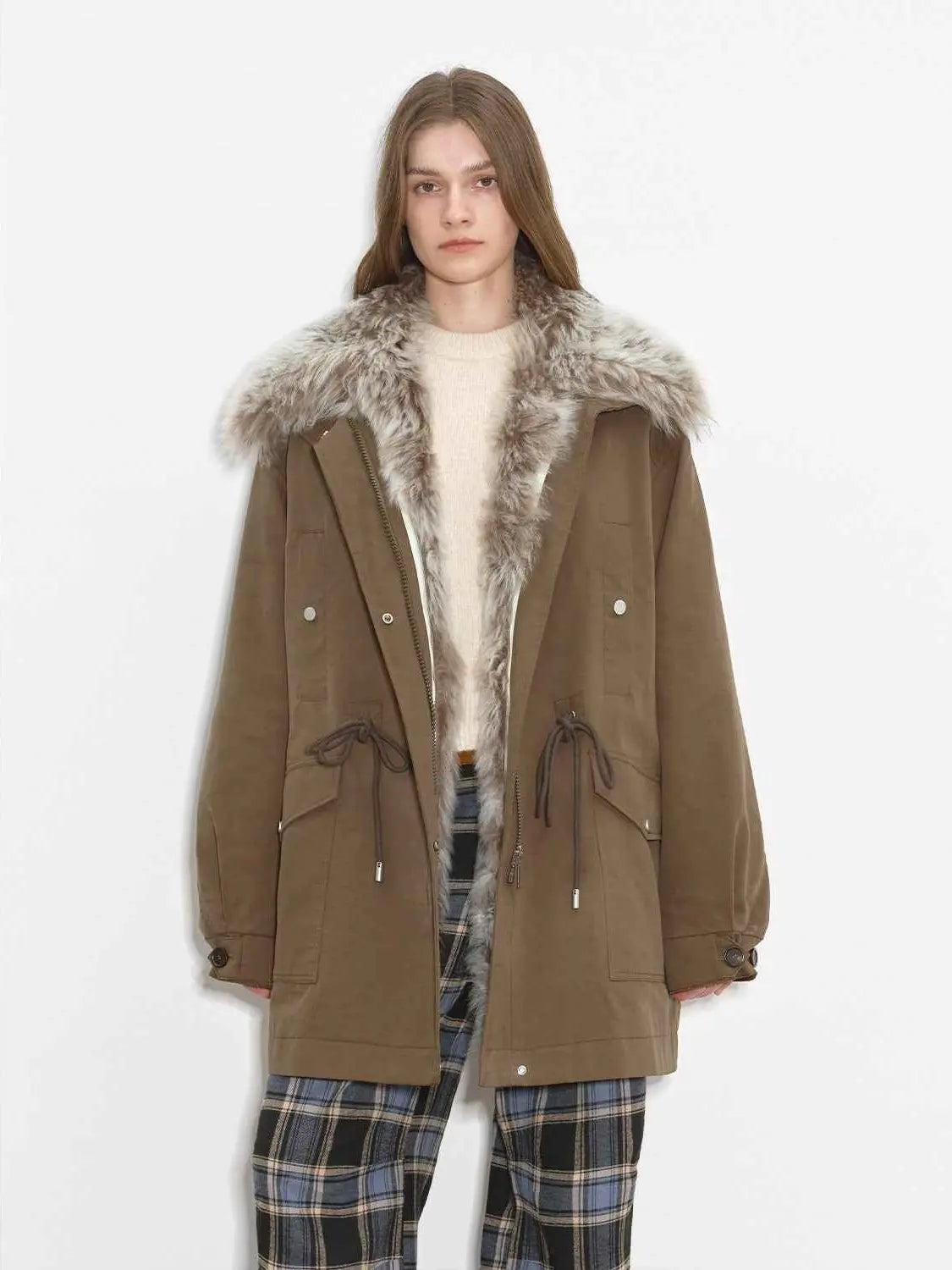 Fireladyfur Women’s Goose Down Parka coat with Toscana Shearling Fur“Green Mile Miracle”