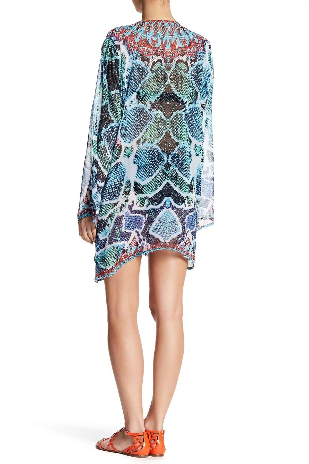 Sheer Printed Kaftan-Style Cover-Up-1