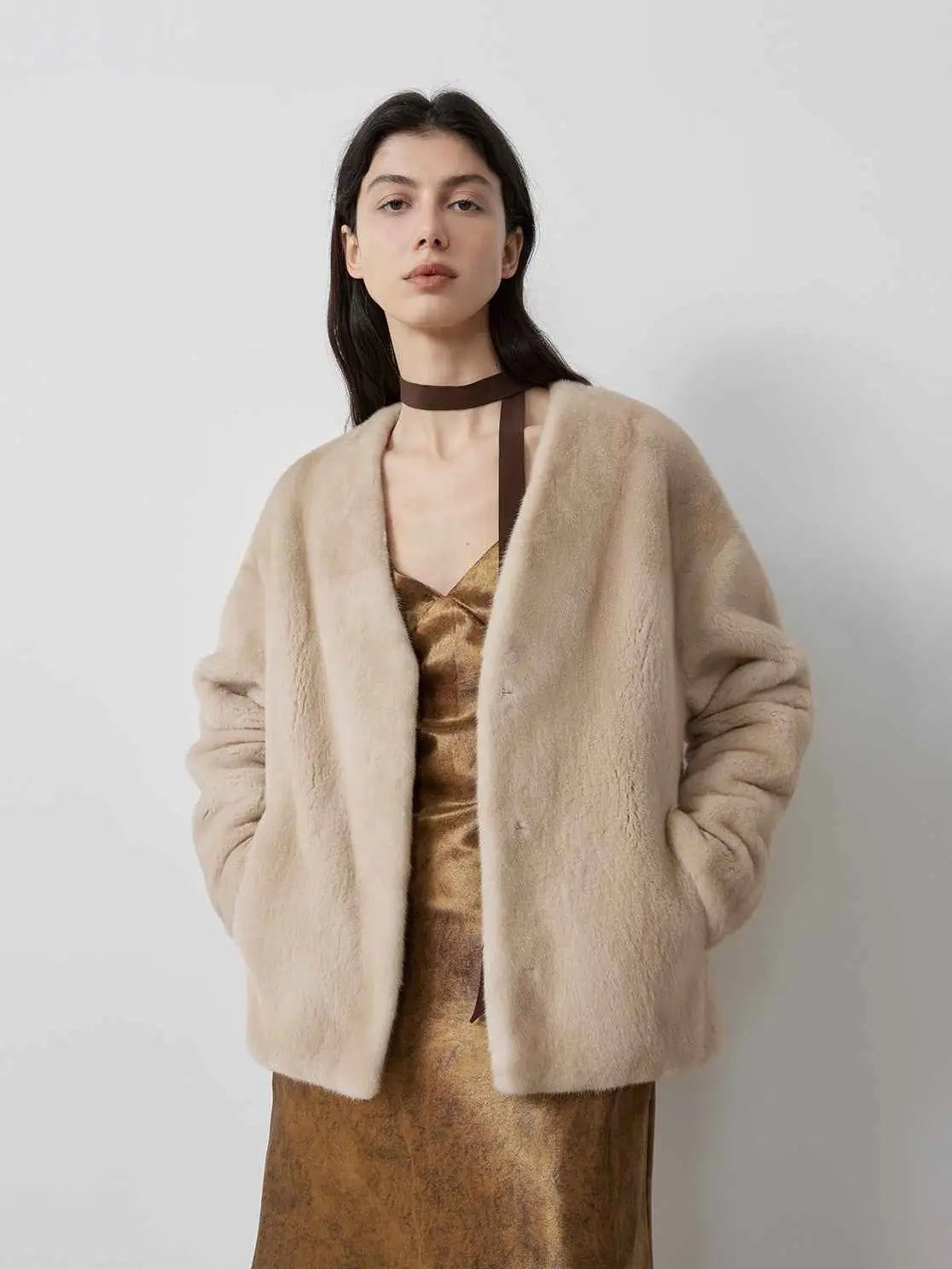 Louvre II Imported Simple Whole Mink Short Coat