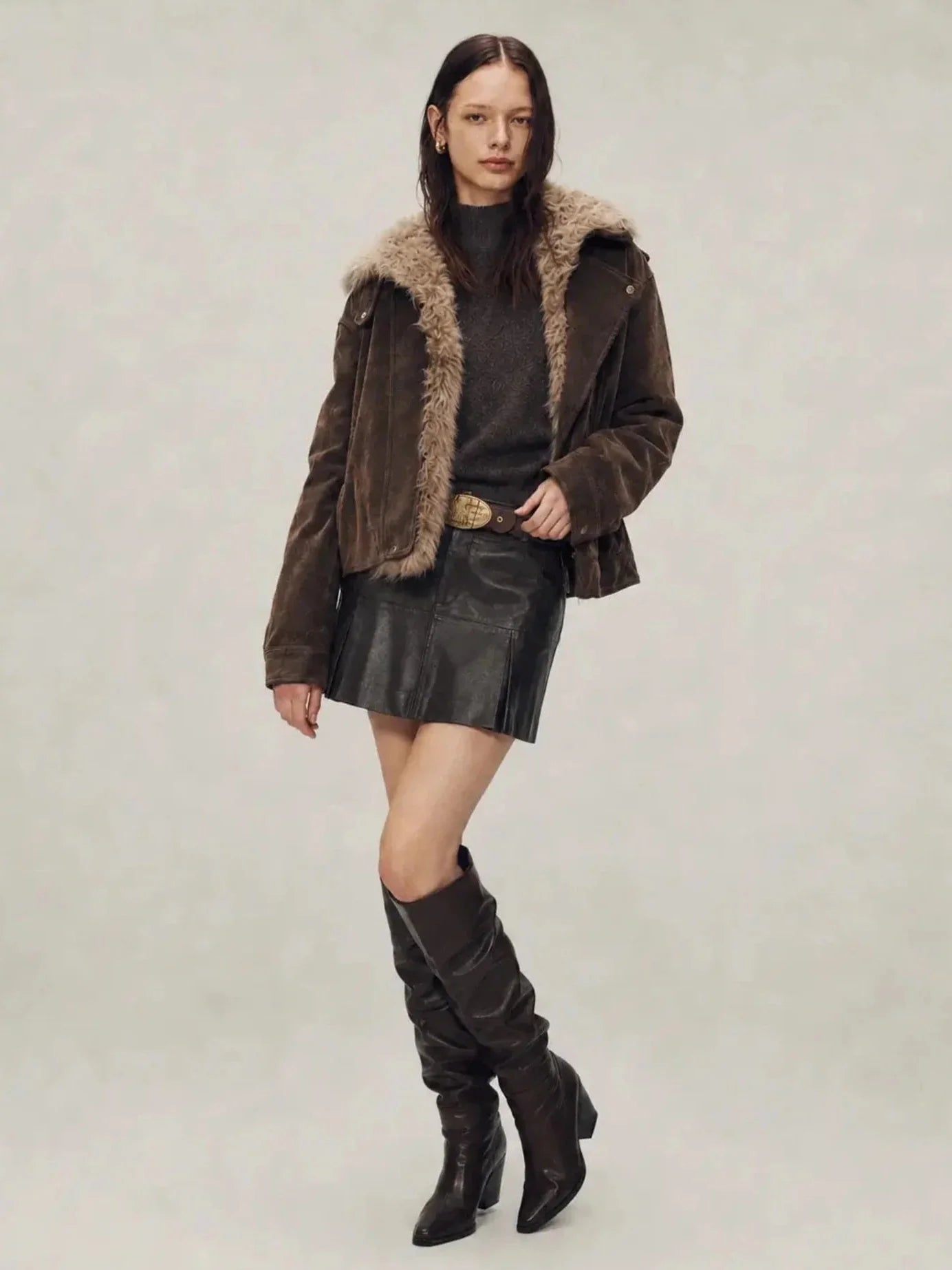 Firelady Fur Women's genuine Fur Denim Parka | Detachable Fur Collar & 90% White Goose Down Fill“Wander Free”-3