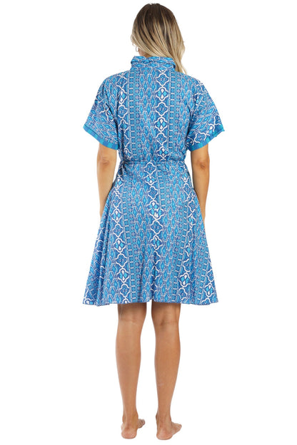 Navy Starfish Print Fit-and-Flare Shirt Dress – Wholesale Coastal Resort Prepack (6 Pcs)-2