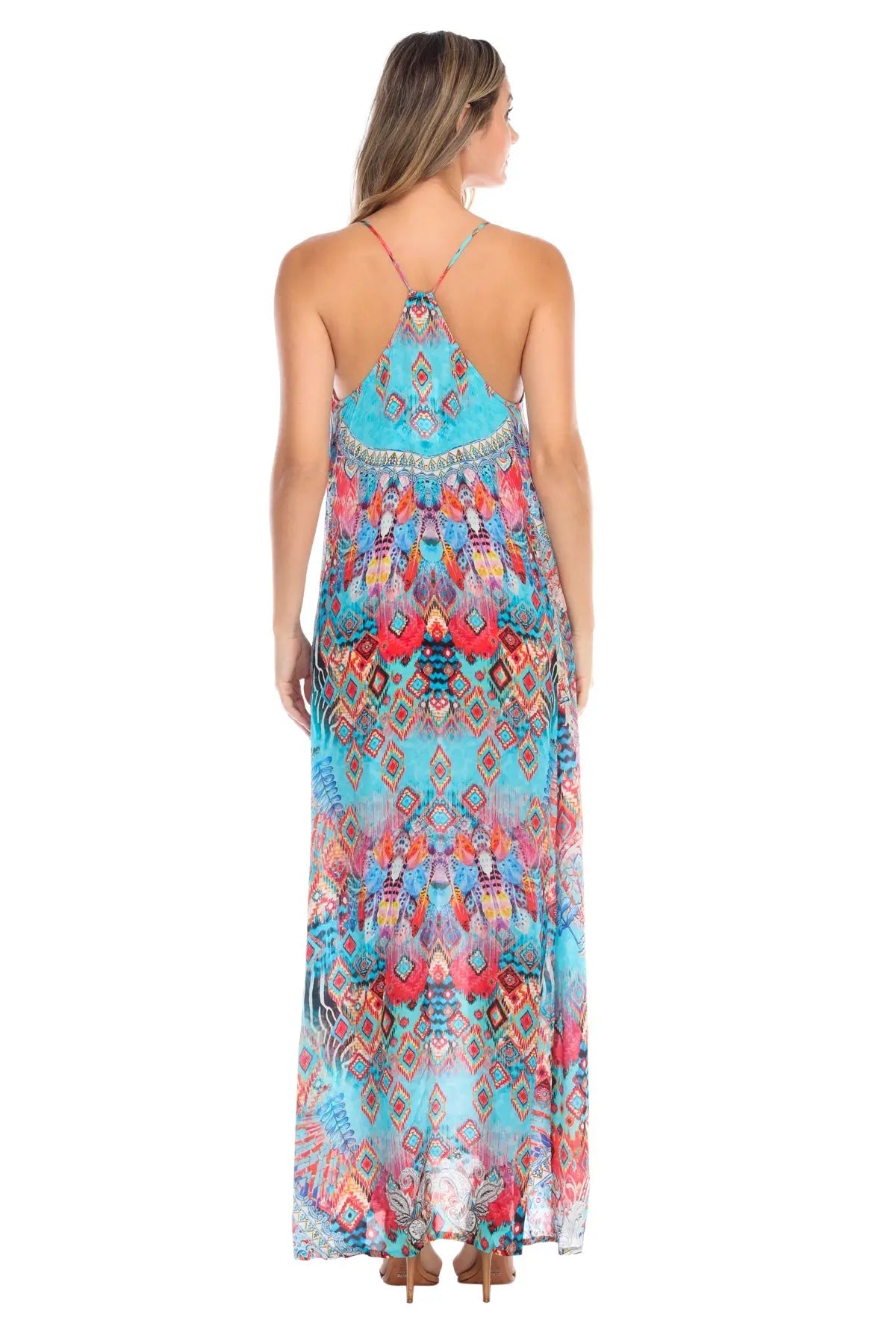 Ikat Blossom Racerback Maxi Dress Wholesale-1