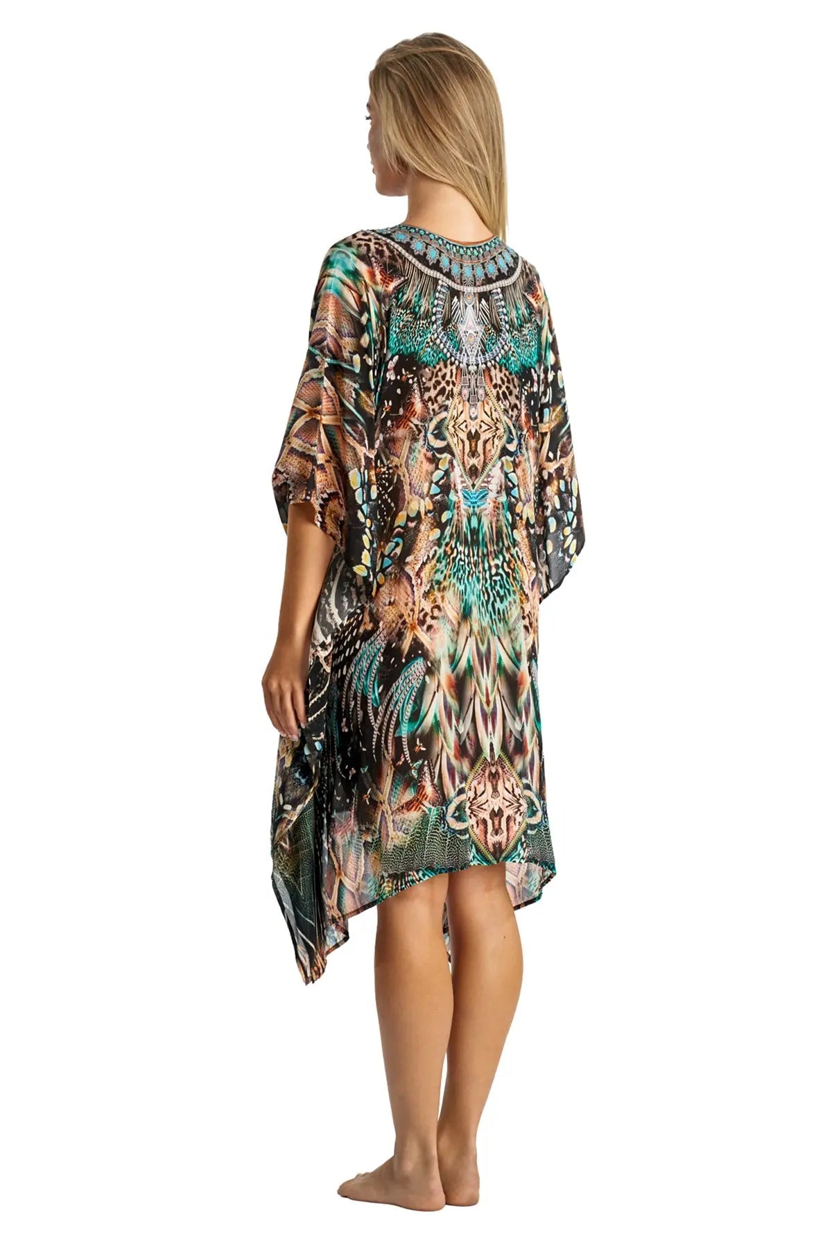 Caftan Light weight Lounger Dress | Laid Back Printed Kaftan Dress Coastal Resort Style Bathing Suit Bikini Swimsuit Cover Up-1