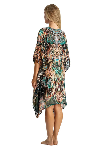 Caftan Light weight Lounger Dress | Laid Back Printed Kaftan Dress Coastal Resort Style Bathing Suit Bikini Swimsuit Cover Up-1