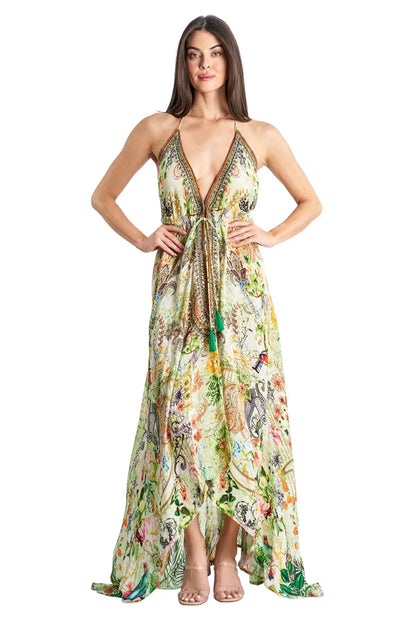 Halter High Low Maxi Resort Dress-0