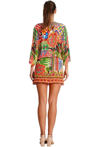 Front Drawstring Tunic Dress-2