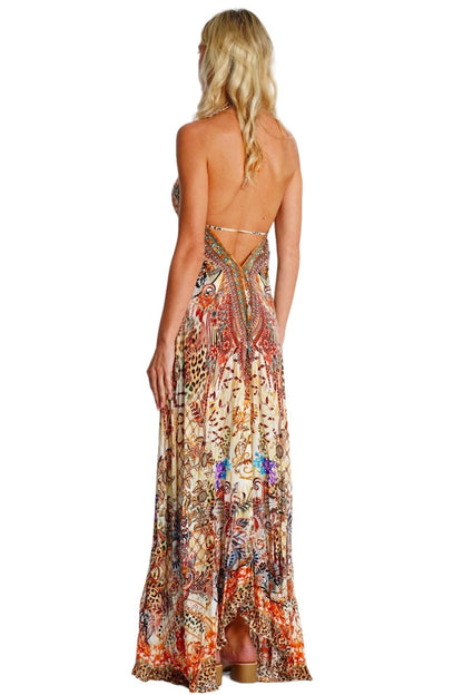 Teal Garden Print Halter Maxi Dress | Wholesale Pack of 4-2