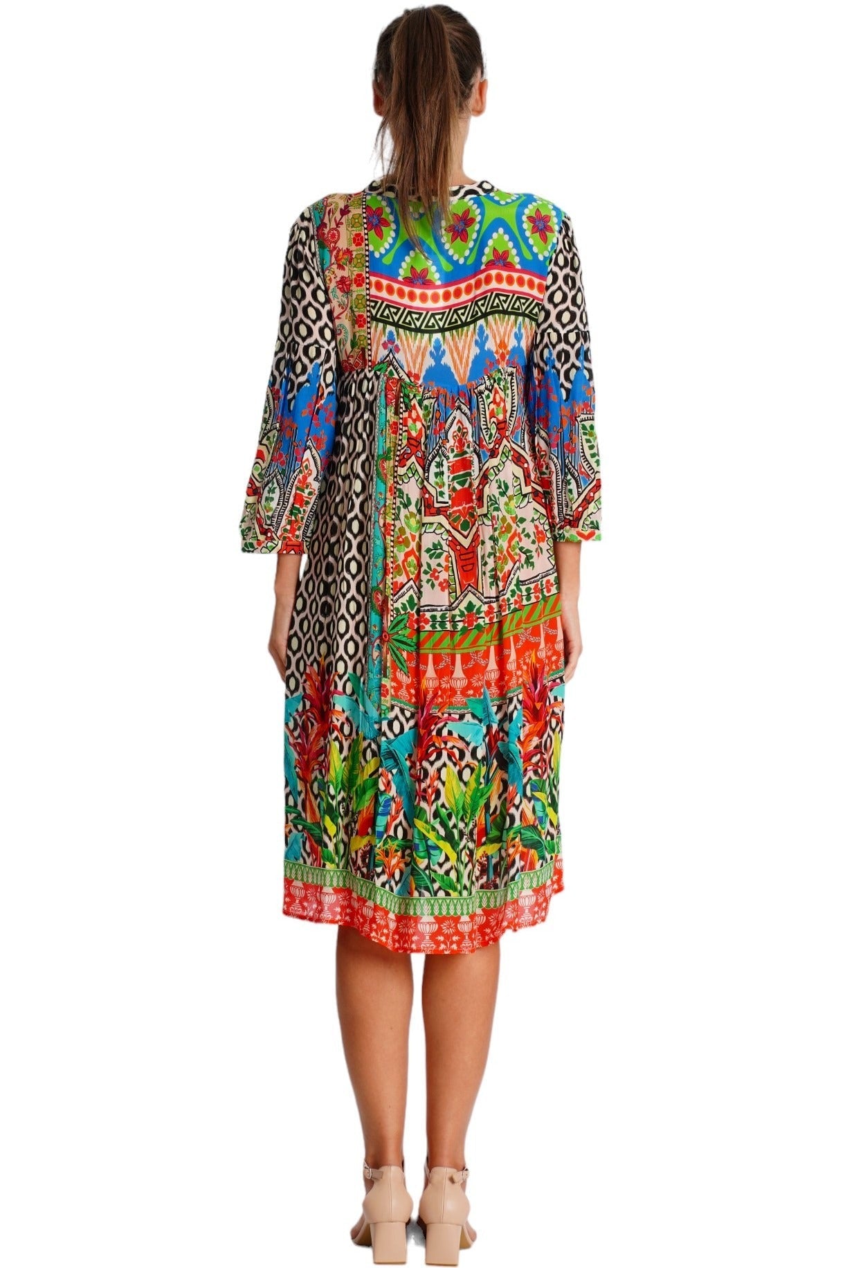Multicolor Boho Tribal Print Midi Dress | Wholesale Pack of 4-2