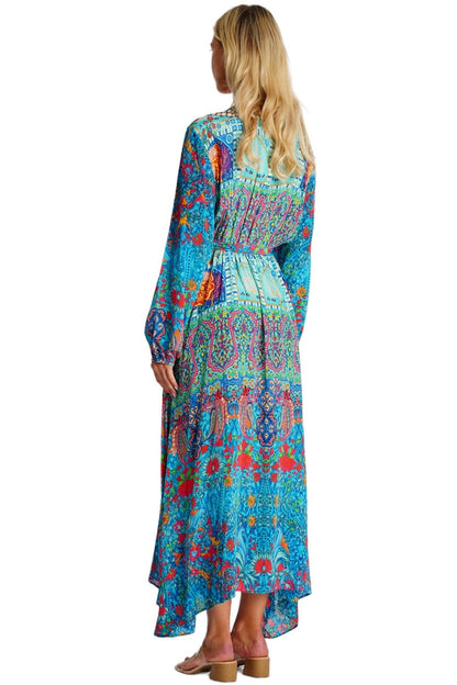 Turquoise Embellished Long Beach Kimono | Wholesale Pack of 4-1