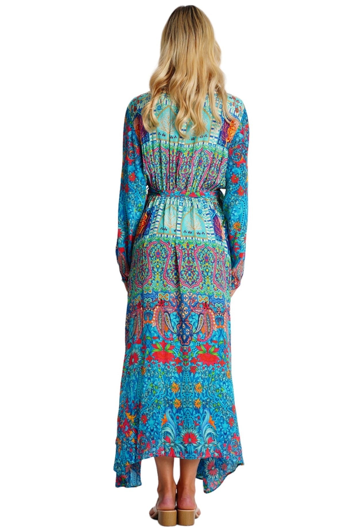 Turquoise Embellished Long Beach Kimono | Wholesale Pack of 4-2