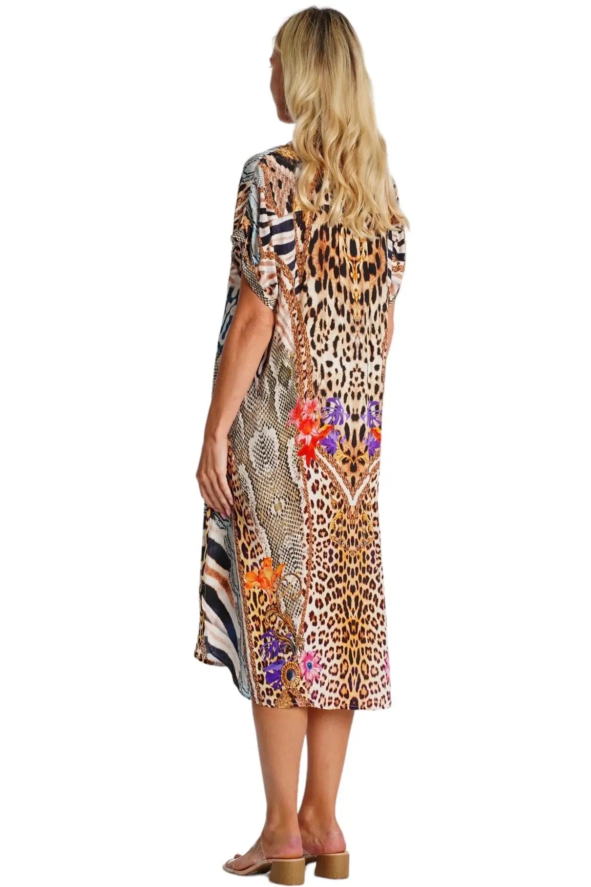 Mixed Animal Pattern Shirt Dress-1