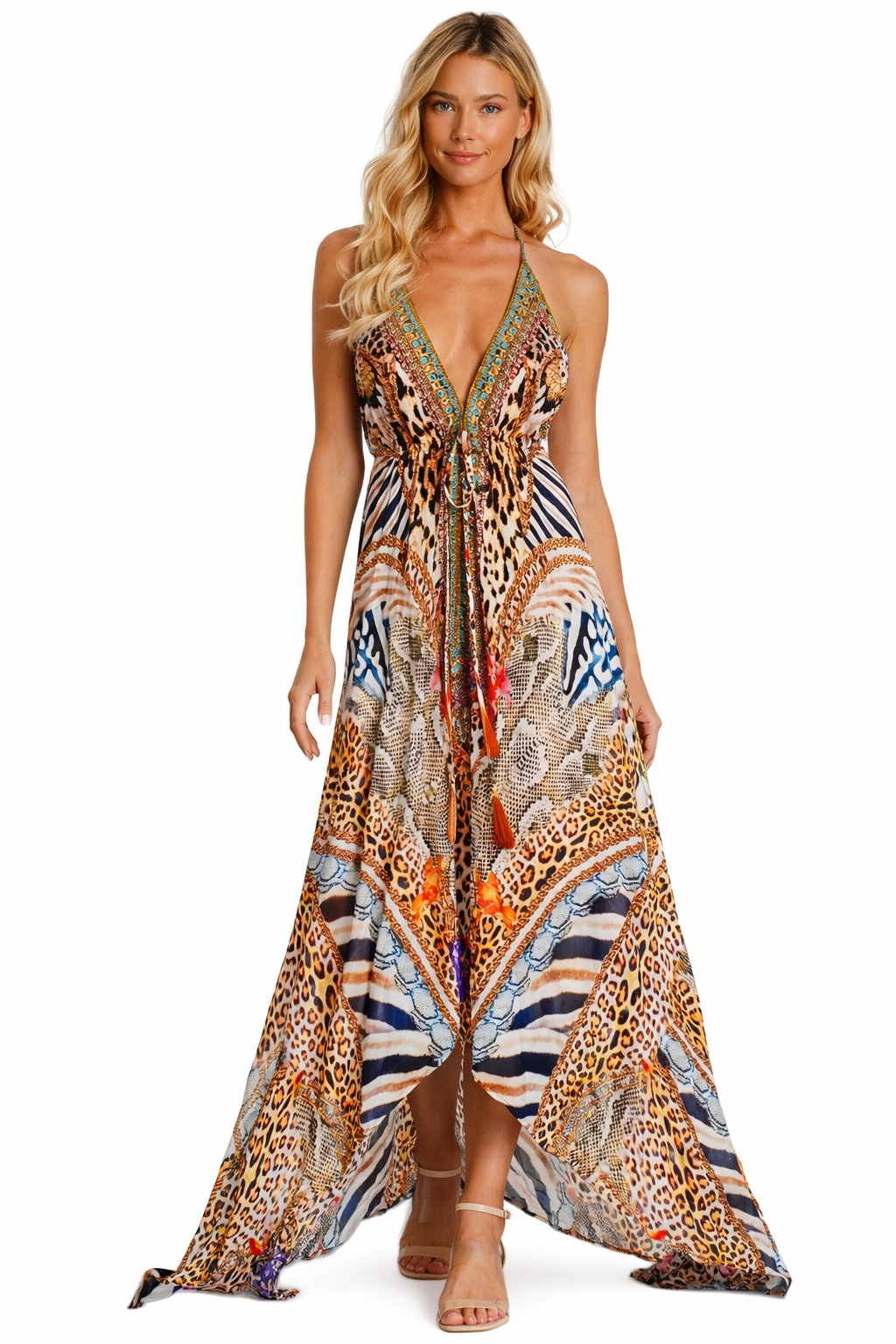 Paradise Floral Halter Maxi Dress | Wholesale Pack of 4-0