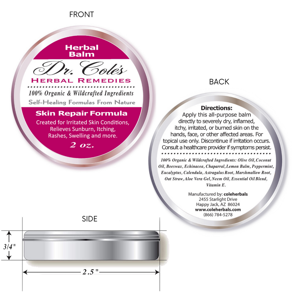 Dr. Cole's Organic Skin Repair Herbal Balm SixPak