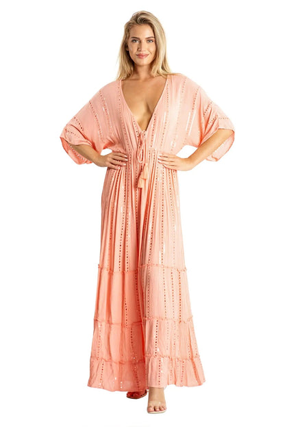 White embellished Maxi Resort Vacation Dress-6