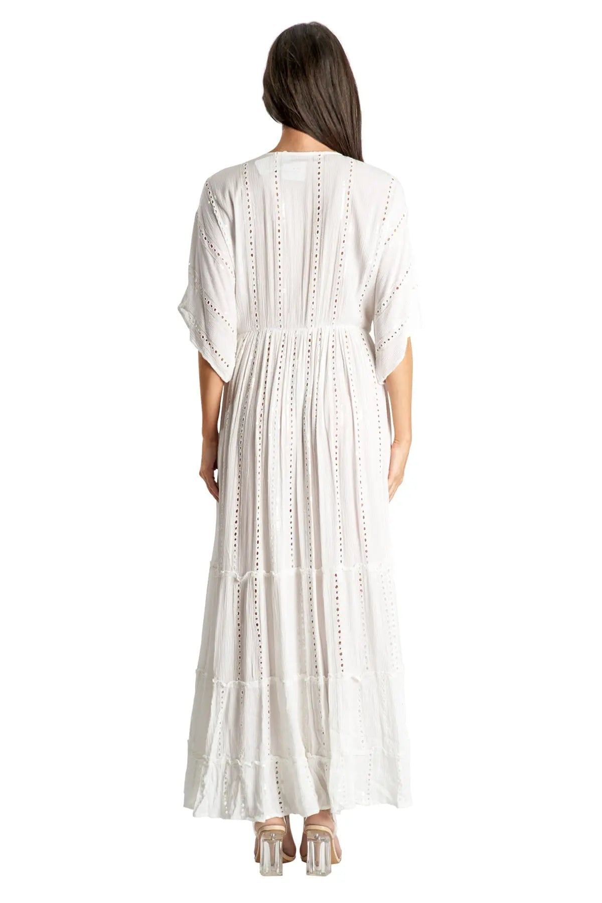 White embellished Maxi Resort Vacation Dress-2