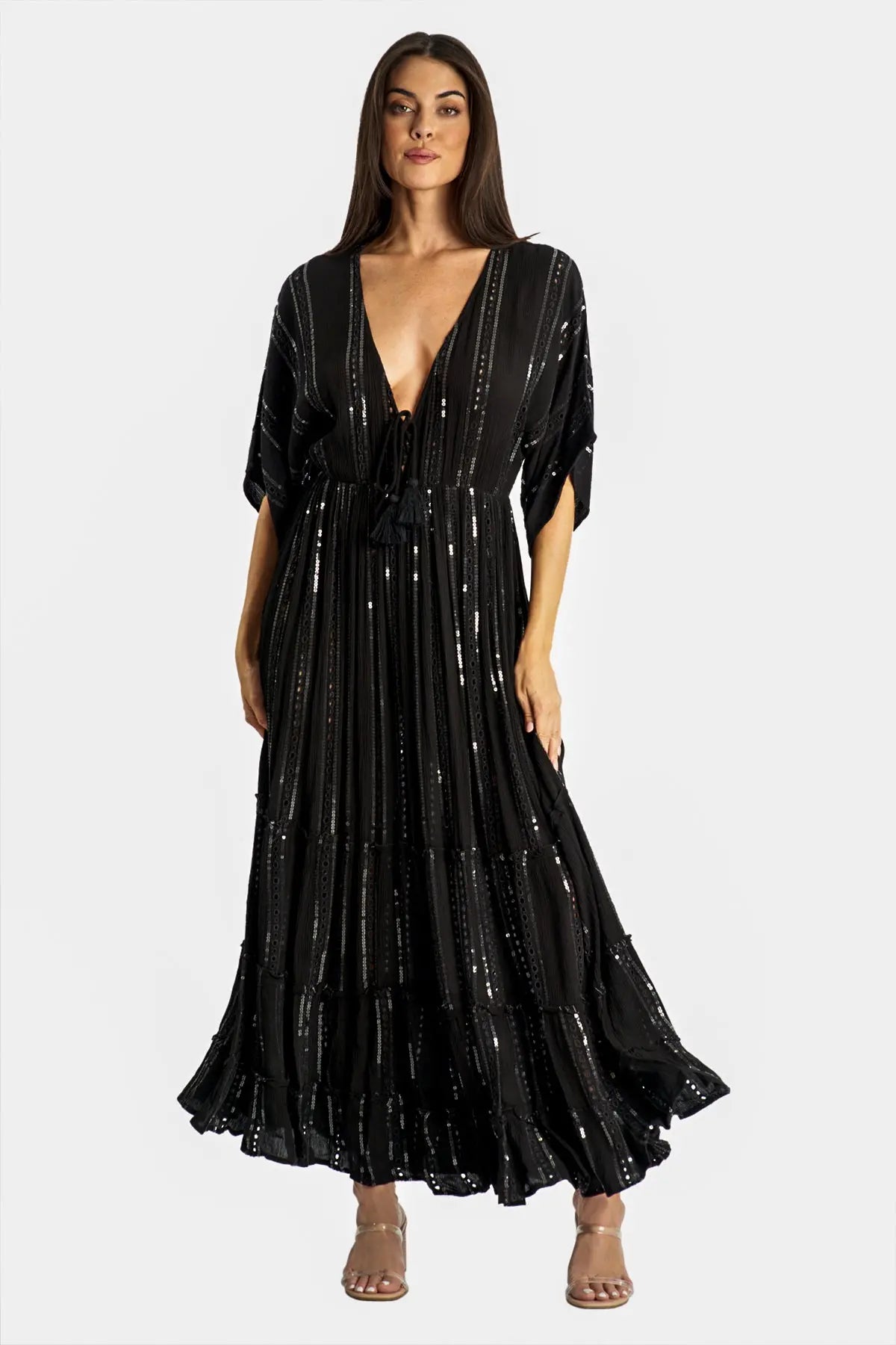 White embellished Maxi Resort Vacation Dress-3