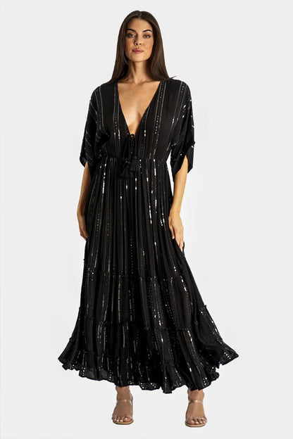 White embellished Maxi Resort Vacation Dress-3