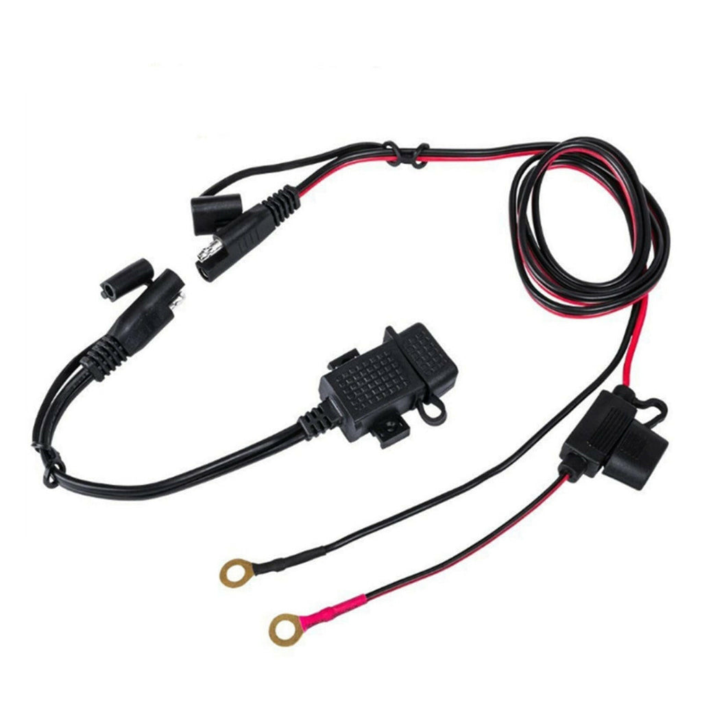 2x SAE to USB Charger Cable Adapter Waterproof Suitable For Motorcycle GPS Phone