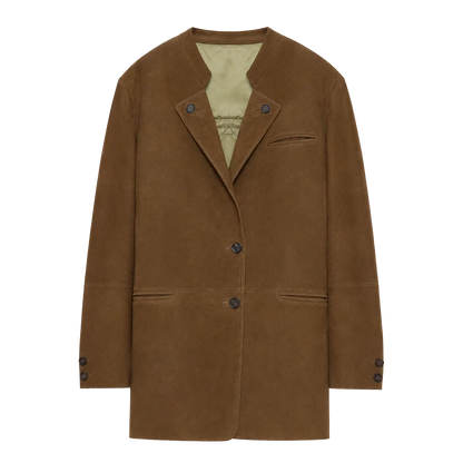 Vintage suede goatskin leather mid-length suit jacket "Bavaria"-0