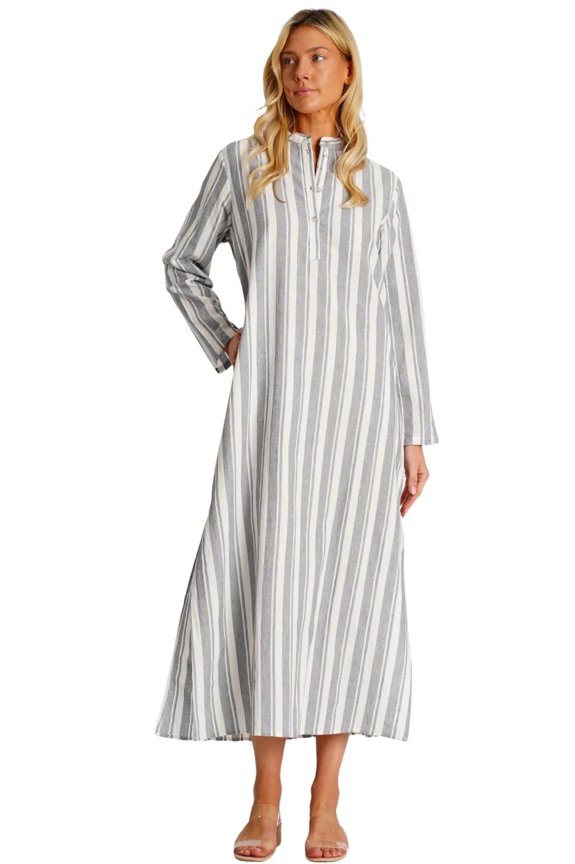 Striped Cotton Gauze Maxi Caftan-0