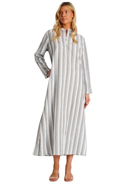 Striped Cotton Gauze Maxi Caftan-0