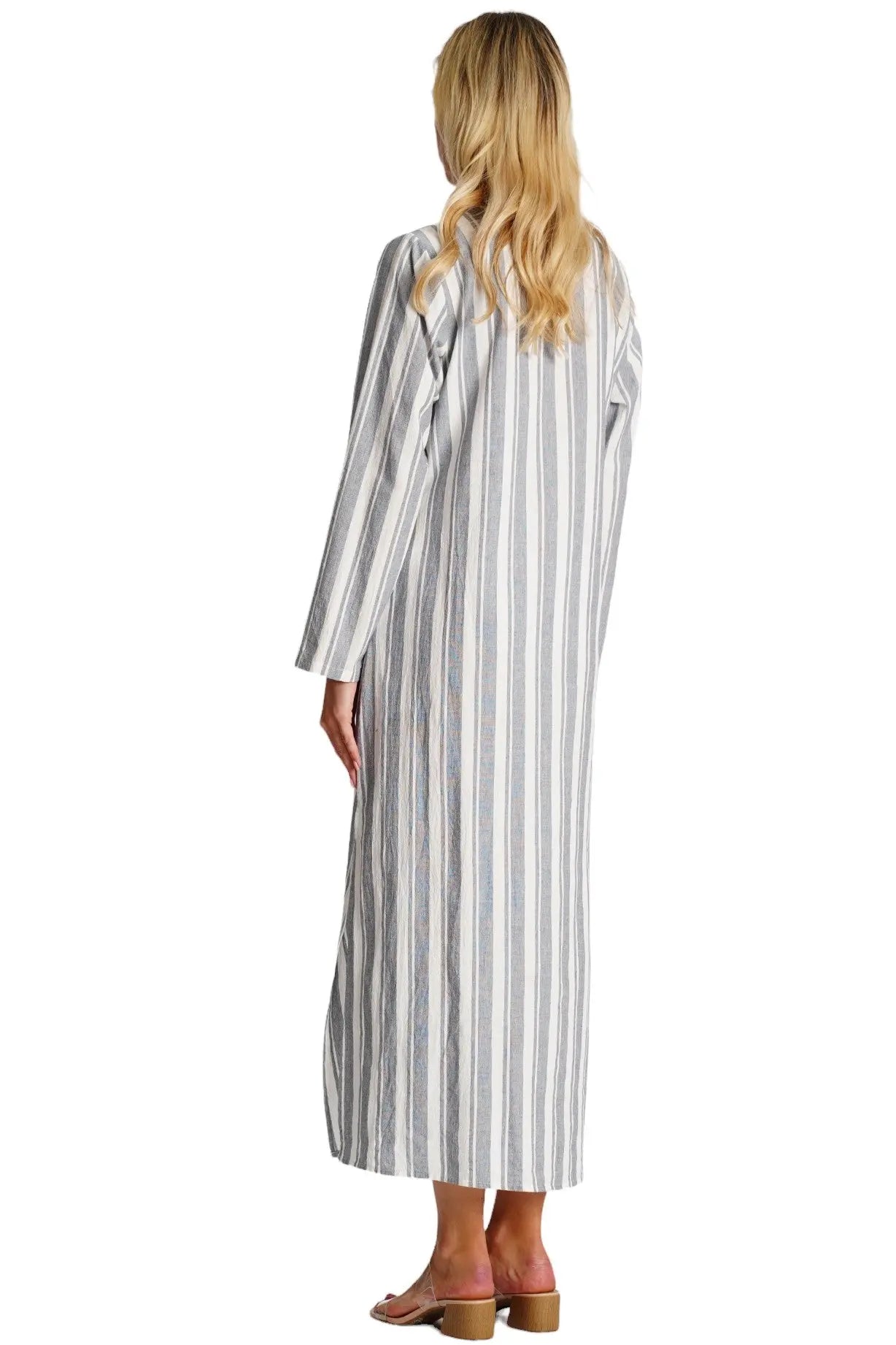 Striped Cotton Gauze Maxi Caftan-1