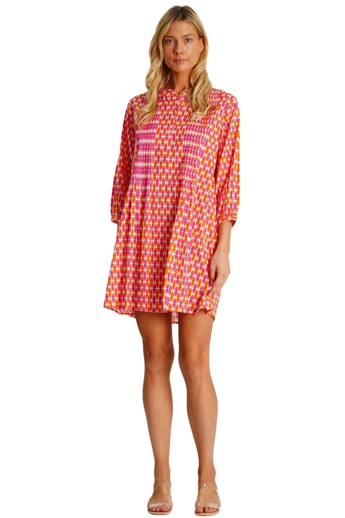 Front Pleated Shirt Dress-0