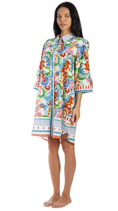 Colorful Resort Wear Shirt Dress | Luxury Vacation Dress-1