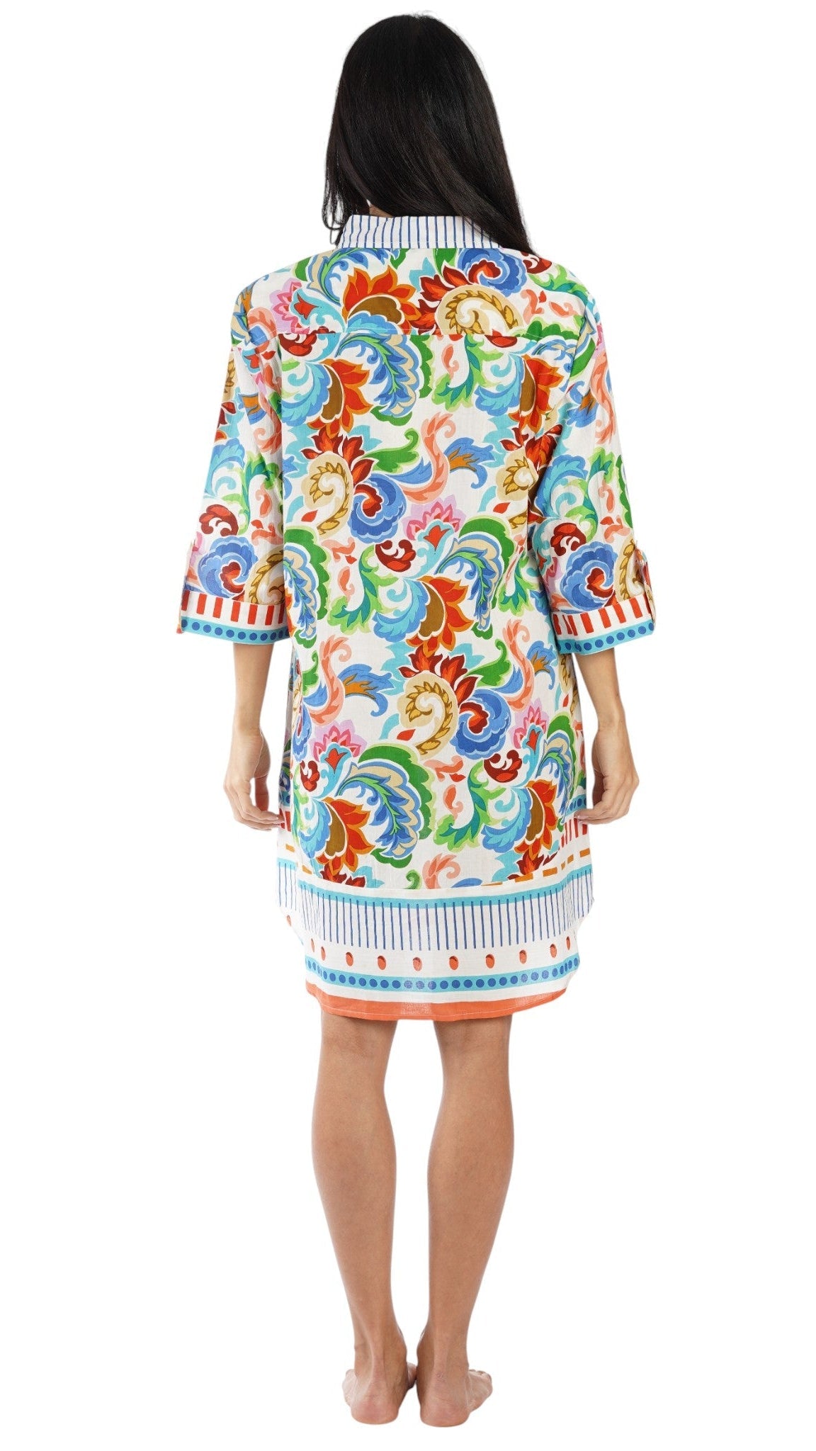 Colorful Resort Wear Shirt Dress | Luxury Vacation Dress-2