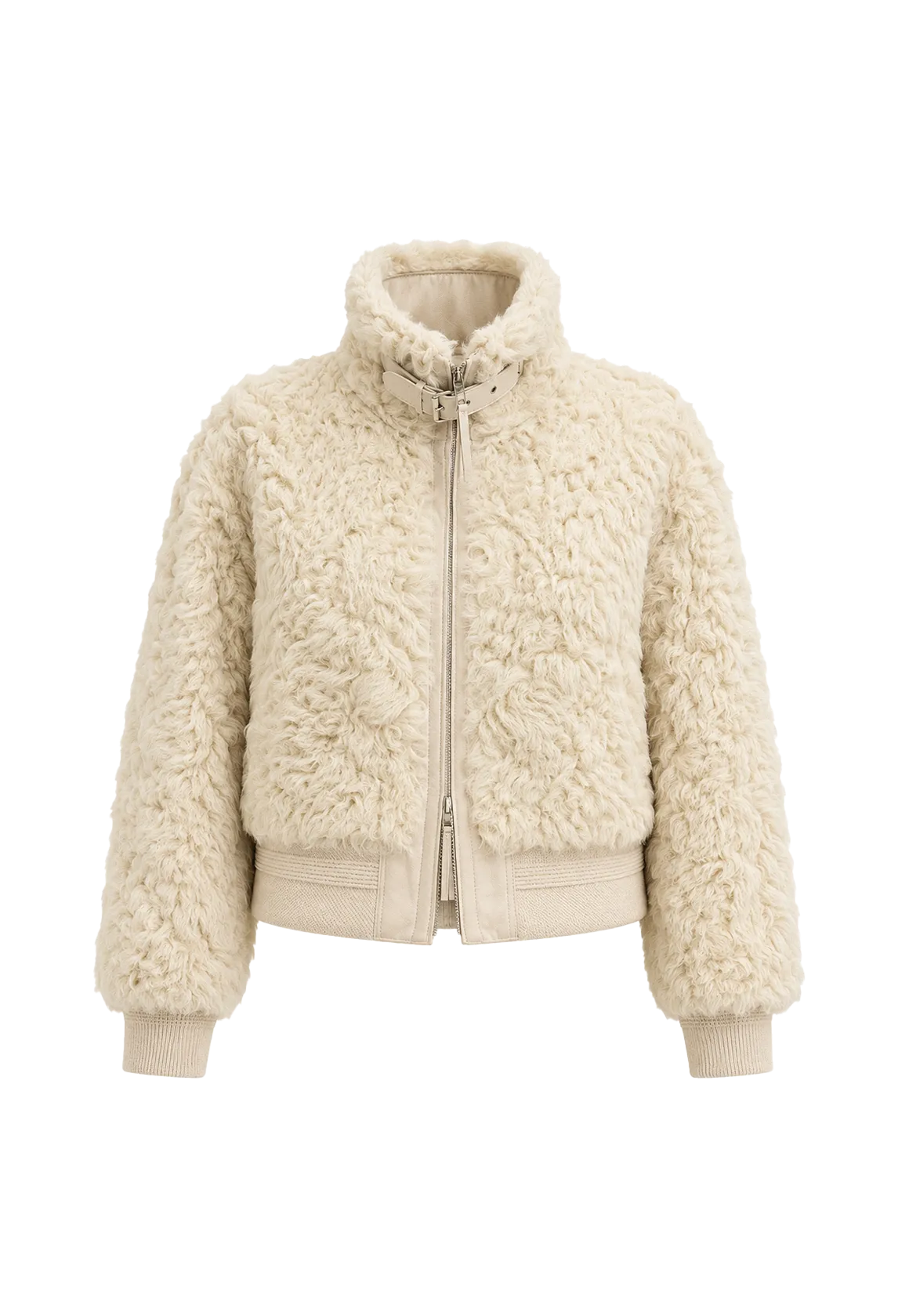 Casual stand-up collar jacket-style fluffy sheep curly hair fashionable short bomber coat"Curly Story"