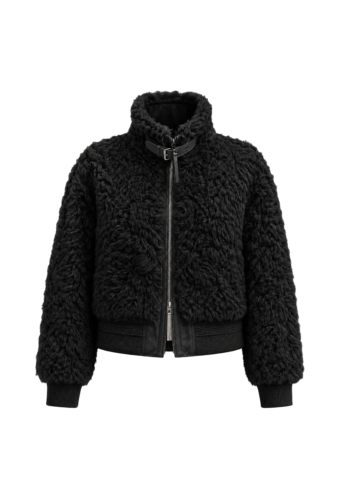 Casual stand-up collar jacket-style fluffy sheep curly hair fashionable short bomber coat"Curly Story"