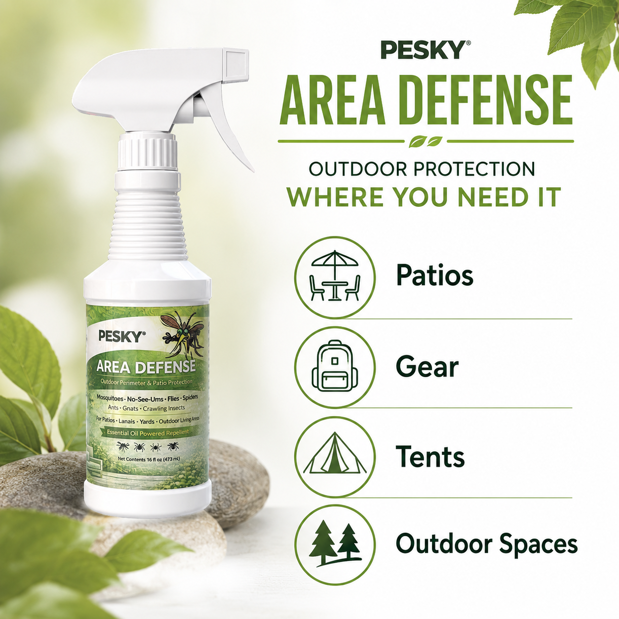 PESKY® Area Defense Spray Plant-Based Insect Deterrent for Outdoor Living Areas