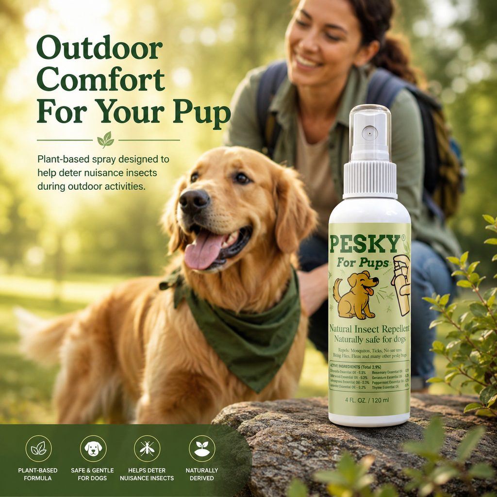 🐶 PESKY® for Pups Plant-Based Insect Deterrent Spray for Dogs 2oz