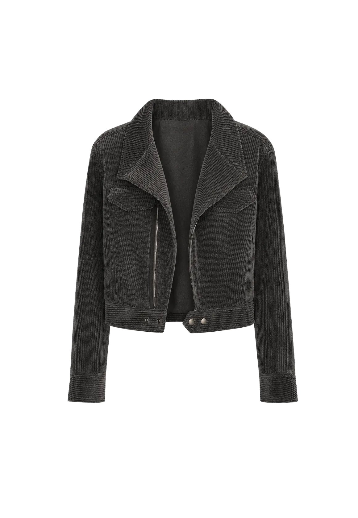 FireladyFur Women's Cropped Biker Jacket - Flocked Denim Moto Coat