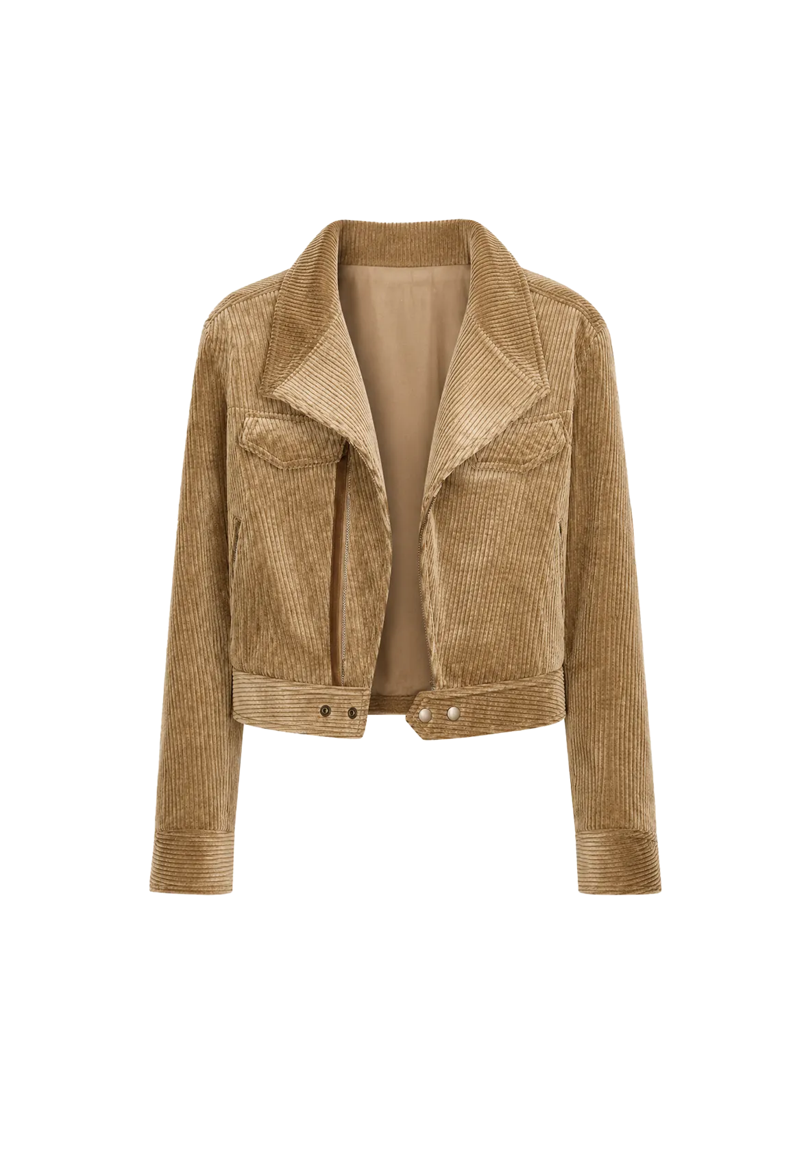 FireladyFur Women's Cropped Biker Jacket - Flocked Denim Moto Coat