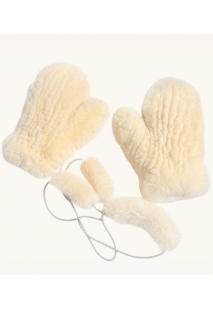 Firelady Fur Women's Rex Rabbit Fur Knitted Gloves – Soft Stretchy Winter Warm Windproof Mittens