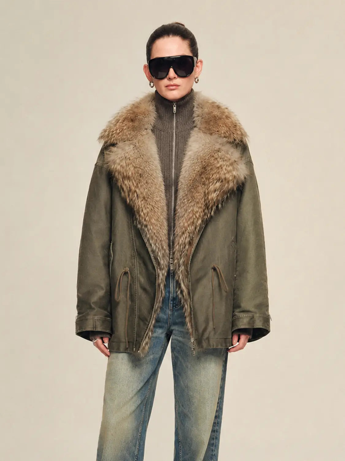Firelady women's fur parka coat with two-tone Tuscan coyote fur collar, "Wilderness Parka"-2