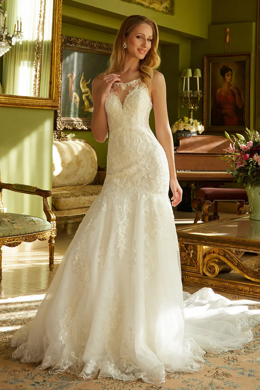 Sleeveless, Mermaid Silhouette Wedding Dress