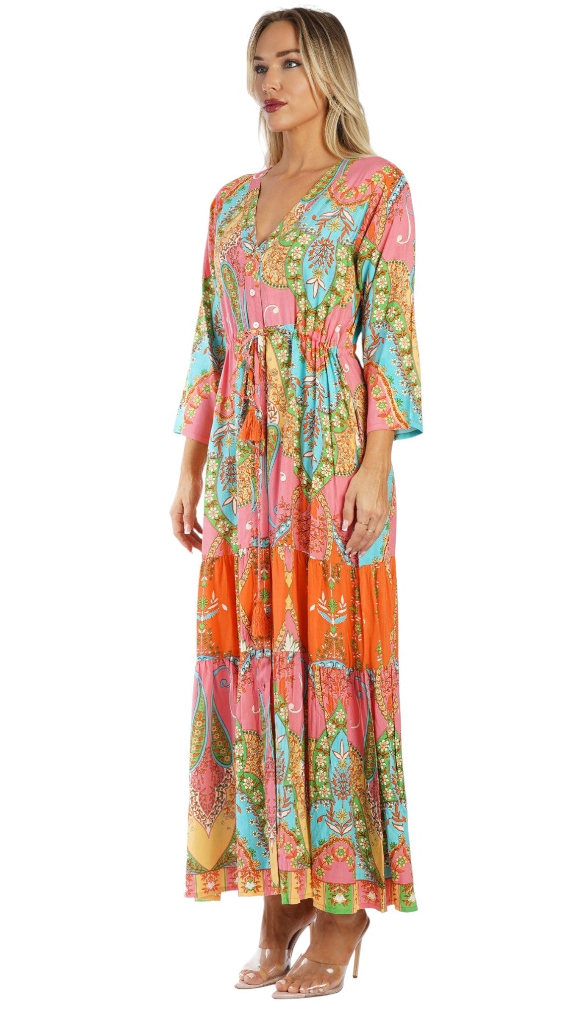 Vibrant Paisley Maxi Shirt Dress – Luxury Resort Wear Cover Up | Club Moda-2