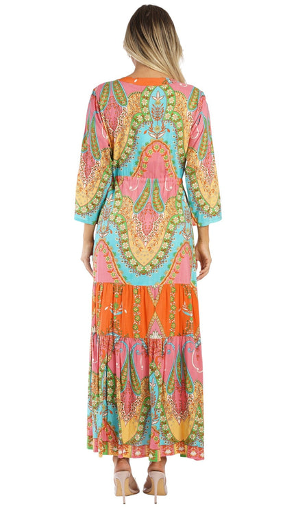 Vibrant Paisley Maxi Shirt Dress – Luxury Resort Wear Cover Up | Club Moda-3