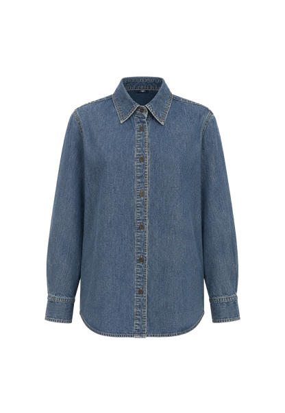 Italian imported BERTO denim classic old money style lapel shirt for women