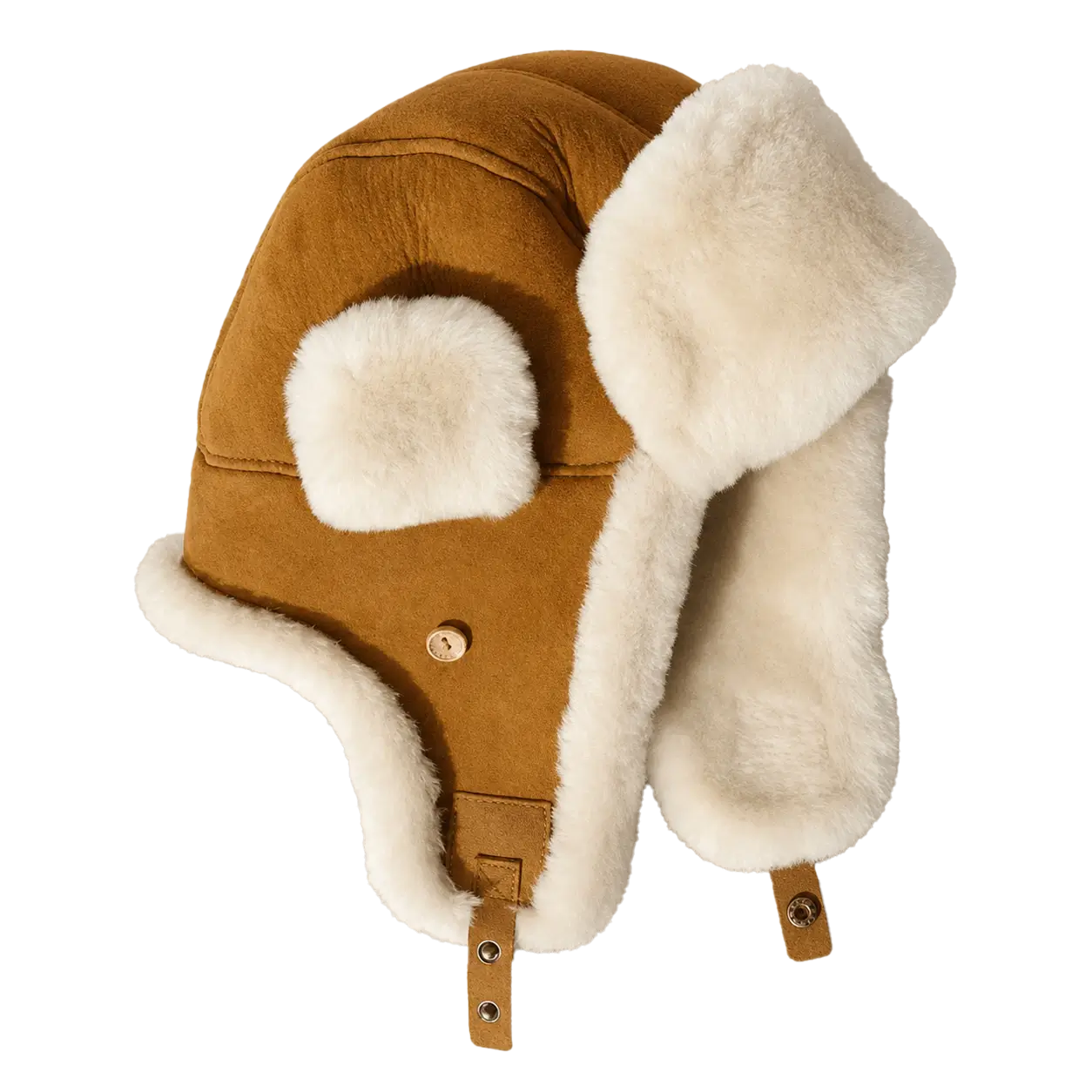 Merino wool warm earmuffs genuine leather suede aviator hat-0