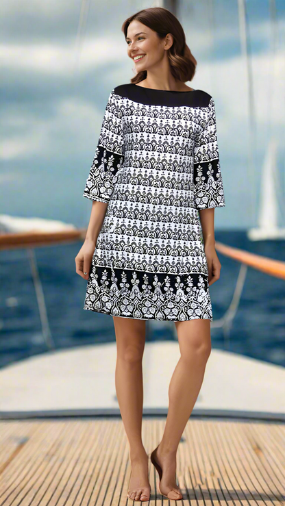 Boat Neck Resort Tunic Dress Wholesale-0