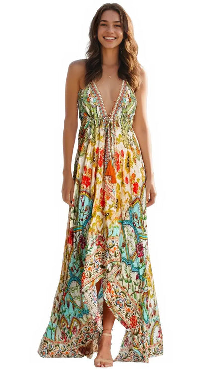 Cross Halter Maxi Dress-0