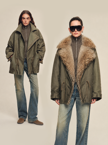 Firelady women's fur parka coat with two-tone Tuscan coyote fur collar, "Wilderness Parka"-1