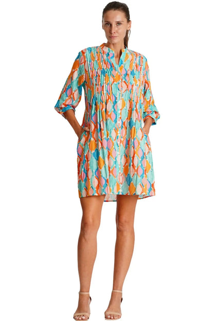 Pleated Mini Shirtdress-3