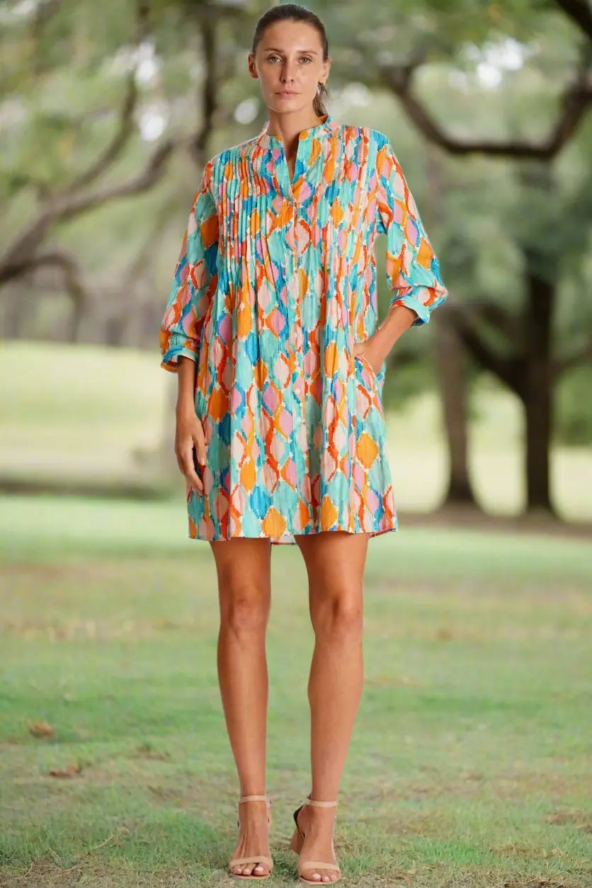 Pleated Mini Shirtdress-4