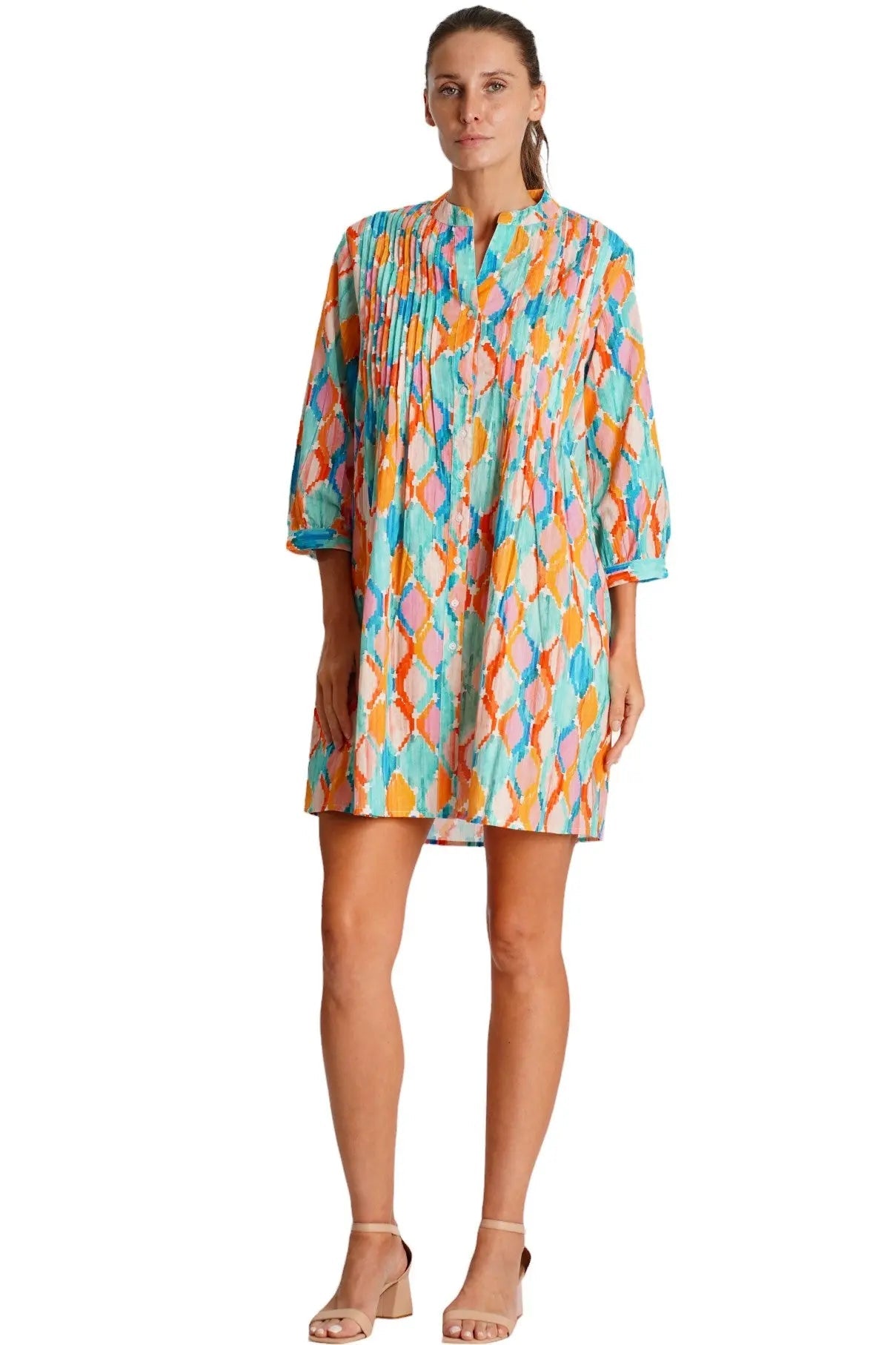 Pleated Mini Shirtdress-0