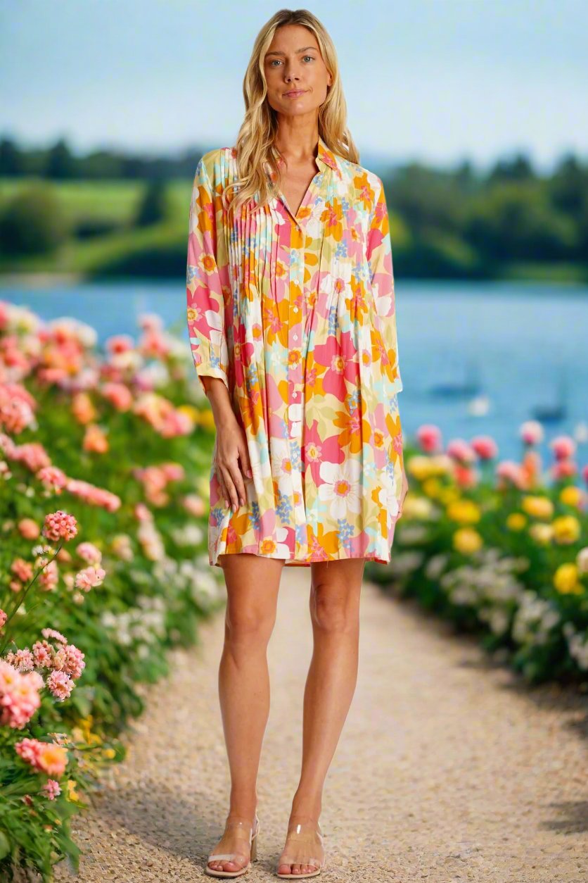 Pleated Mini Shirtdress-5