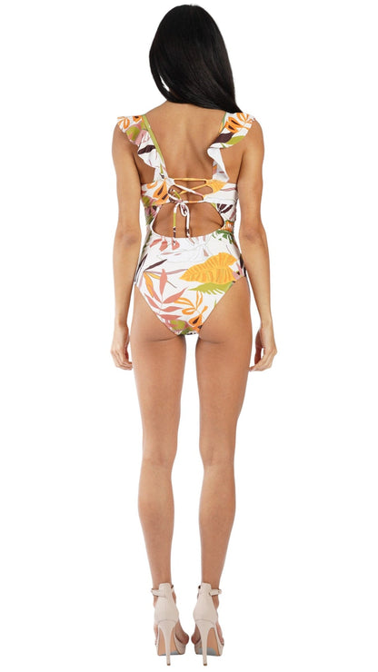 Wholesale Tropical Belted One Piece Swimsuit with Matching Cover Ups | Resort Swim Supplier-2
